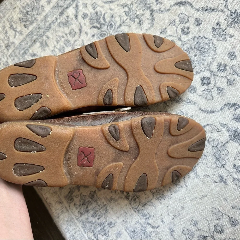 Twisted X Womens Boat Leather Faded Flag sz 9.5